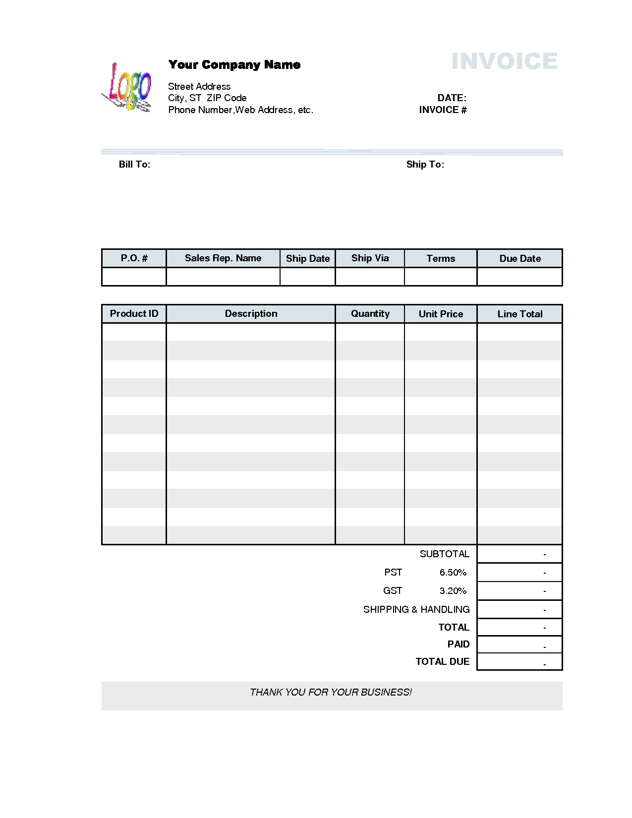 Free blank invoice template for mac